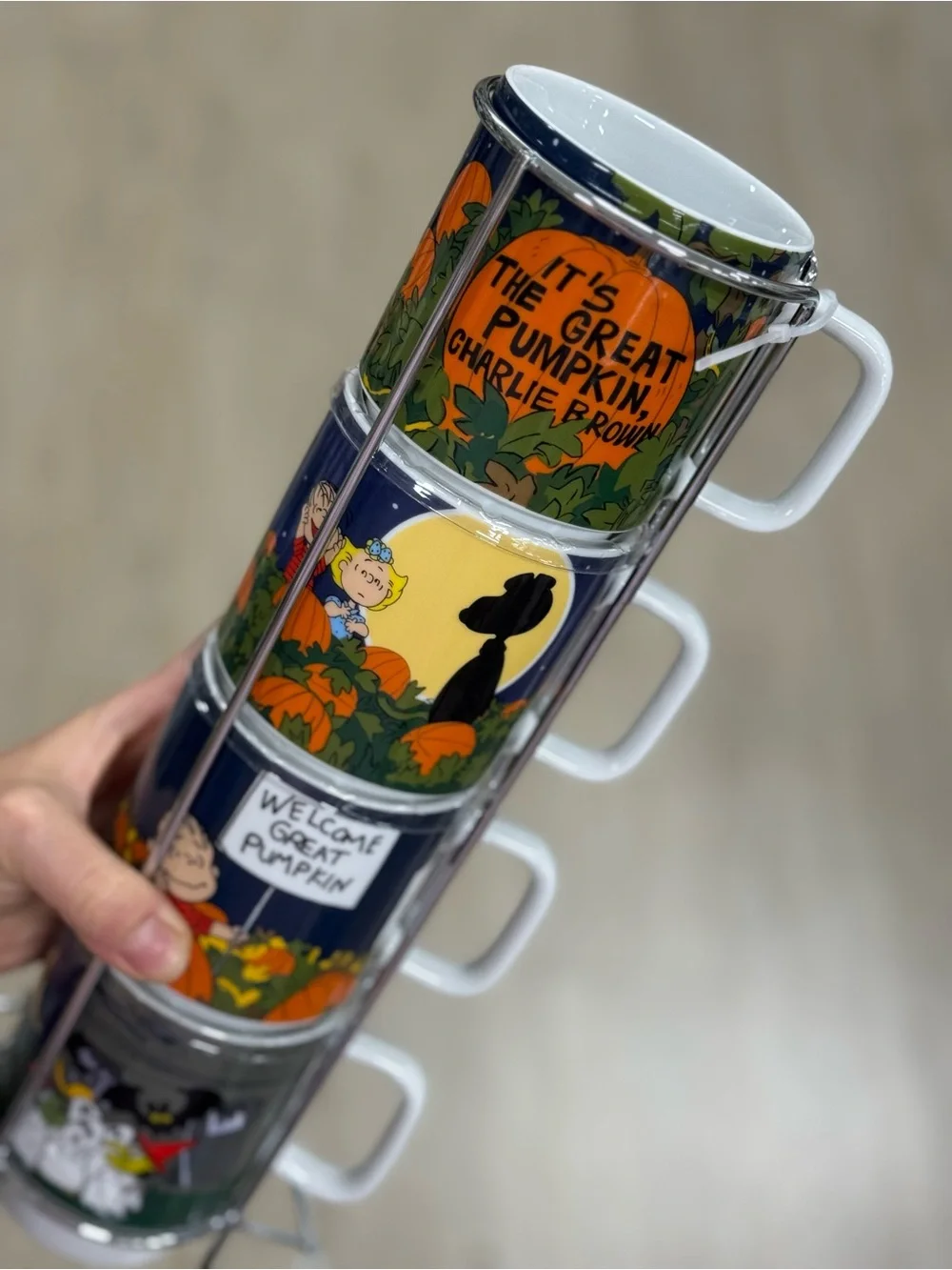 Peanuts Halloween Stackable Mugs - Orange, Navy, White, Black